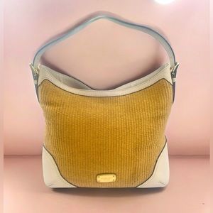Michael Kors Millbrook Wicker Straw Ivory Leather Hobo Shoulder Bag